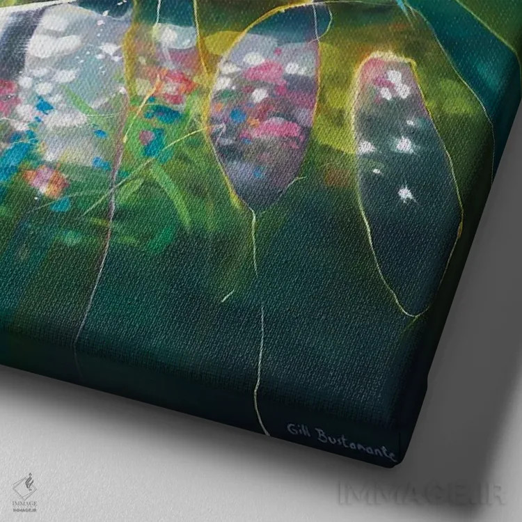 تابلو پخشکننده جادو؛ رویای مرغ ماهیخوار اثر گیل بوستامانته - نمای نزدیک بافت بوم