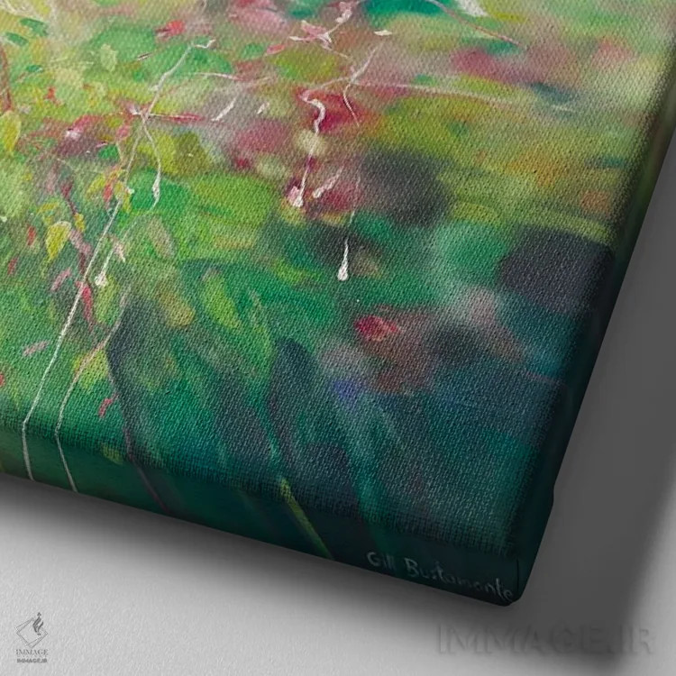 تابلو از دل پرچین؛ روستا در بهار اثر گیل بوستامانته - نمای نزدیک بافت بوم