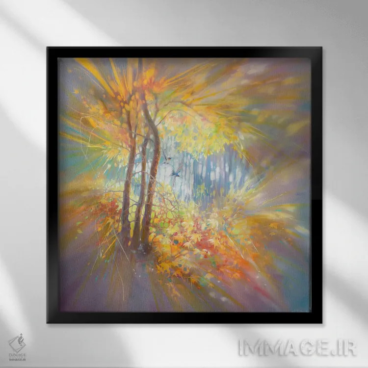 تابلو جایی در فضای باز پاییزی اثر گیل بوستامانته - نمای قابدار مشکی