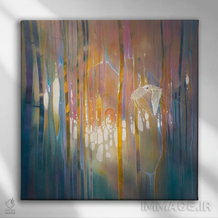 تابلو جغد آتنا(الهه یونانی) اثر گیل بوستامانته - نمای روبهرو روی دیوار