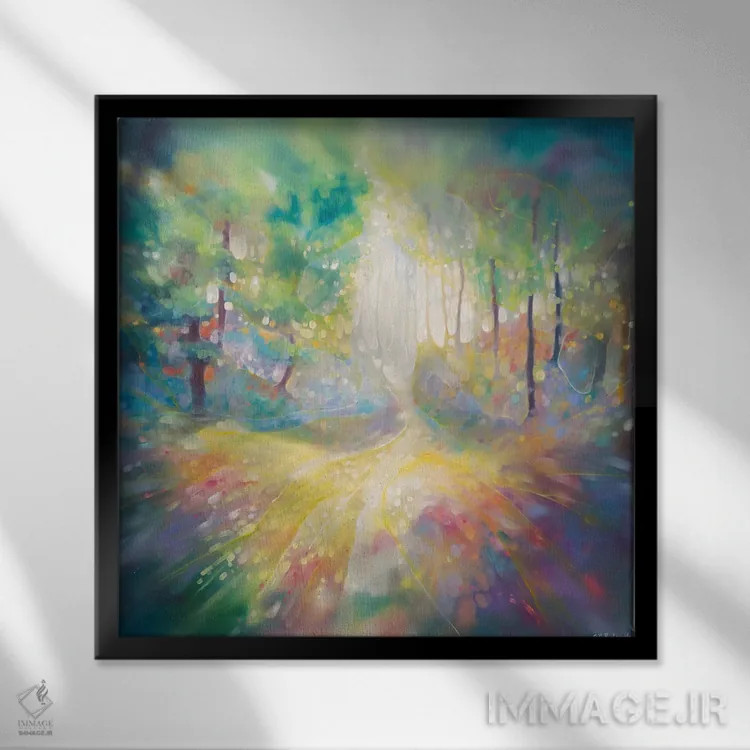 تابلو به دنبال آهو اثر گیل بوستامانته - نمای قابدار مشکی