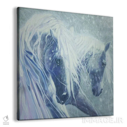تابلو اسبهای یخی(فرمت مربع) اثر گیل بوستامانته - نمای پرسپکتیو محصول