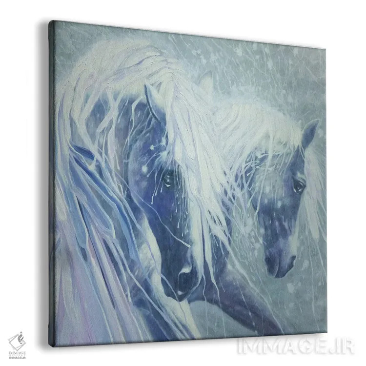 تابلو اسبهای یخی(فرمت مربع) اثر گیل بوستامانته - نمای پرسپکتیو محصول
