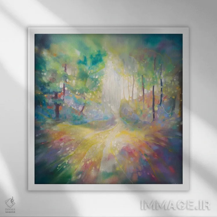 تابلو به دنبال آهو اثر گیل بوستامانته - نمای قابدار سفید