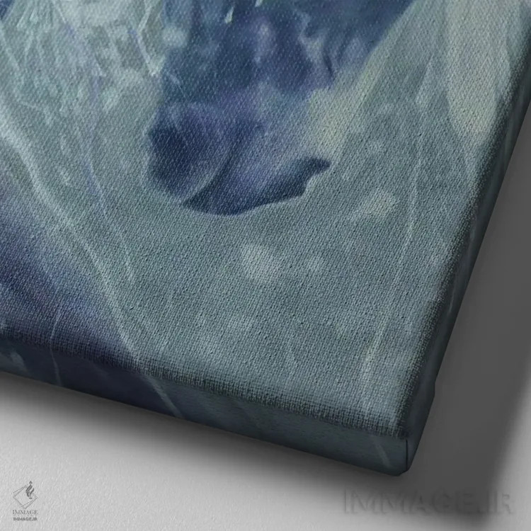 تابلو اسبهای یخی(فرمت مربع) اثر گیل بوستامانته - نمای نزدیک بافت بوم