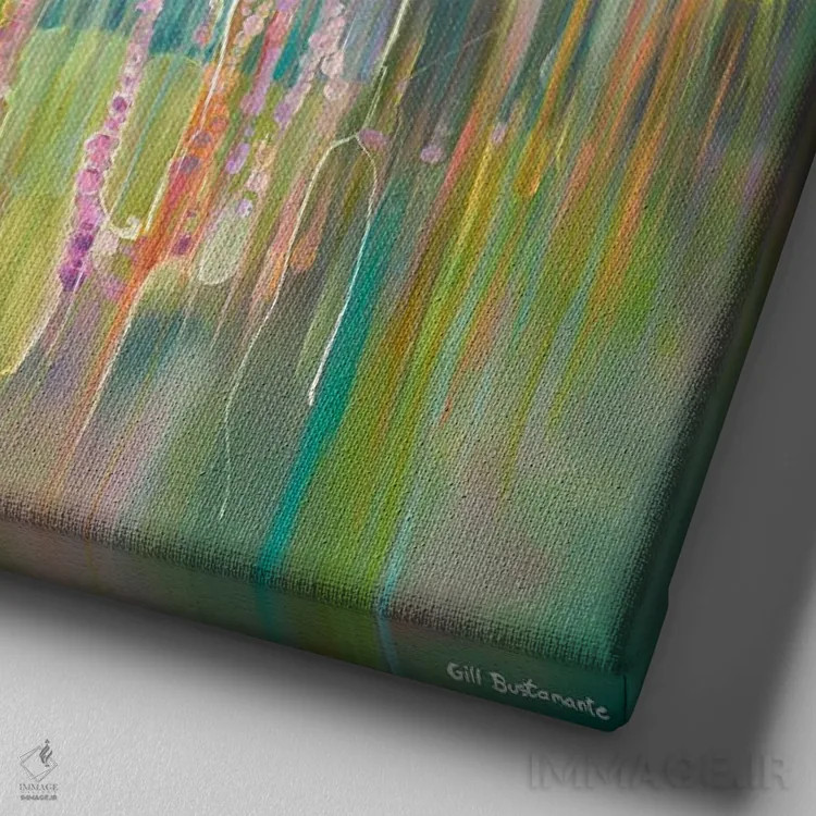 تابلو اسب تکشاخ مخفی اثر گیل بوستامانته - نمای نزدیک بافت بوم