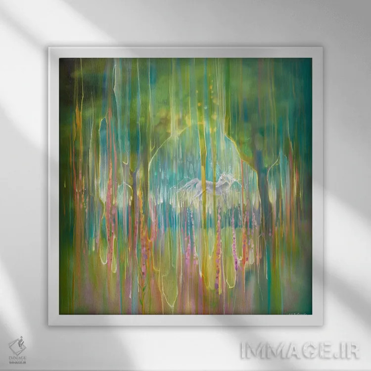 تابلو اسب تکشاخ مخفی اثر گیل بوستامانته - نمای قابدار سفید