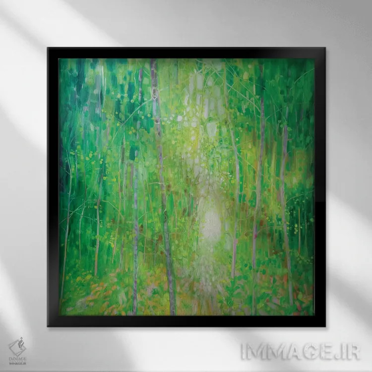 تابلو پادشاه جنگل سبز اثر گیل بوستامانته - نمای قابدار مشکی