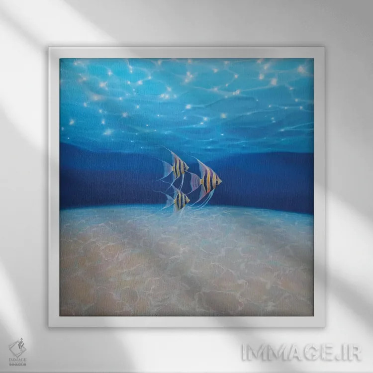 تابلو فرشتگان زیر دریا (فرمت مربع) اثر گیل بوستامانته - نمای قابدار سفید