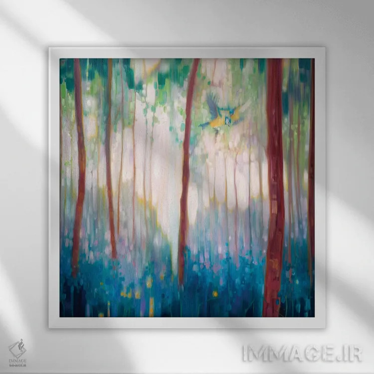 تابلو بهار شادمان (فرمت مربع) اثر گیل بوستامانته - نمای قابدار سفید