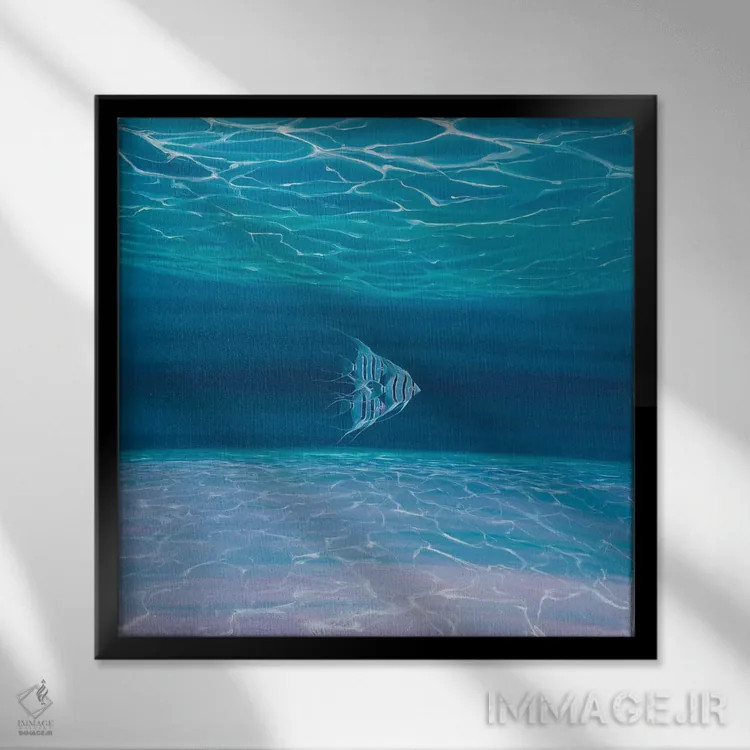 تابلو فرشتگان آبی، دریای آبی اثر گیل بوستامانته - نمای قابدار مشکی