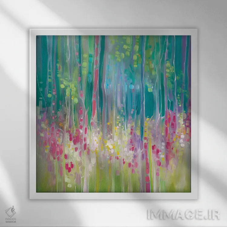 تابلو تابستان انتزاعی اثر گیل بوستامانته - نمای قابدار سفید