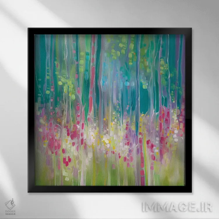 تابلو تابستان انتزاعی اثر گیل بوستامانته - نمای قابدار مشکی