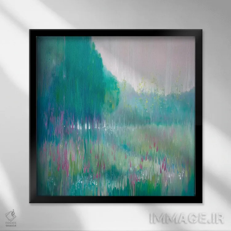 تابلو چمنزار بیزمان اثر گیل بوستامانته - نمای قابدار مشکی