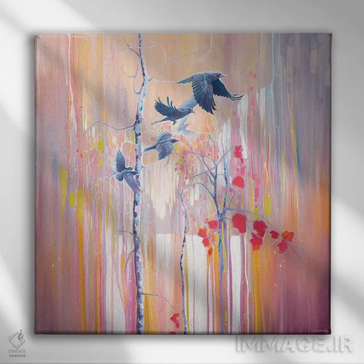 تابلو پویش کلاغها اثر گیل بوستامانته - نمای روبهرو روی دیوار