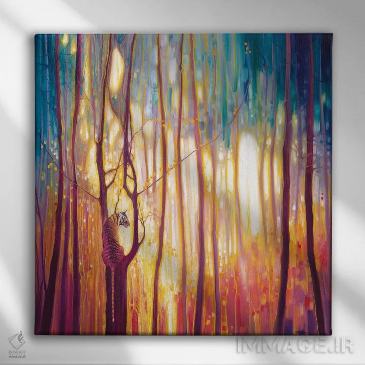 تابلو ببری روشن همچون آتش اثر گیل بوستامانته - نمای روبهرو روی دیوار