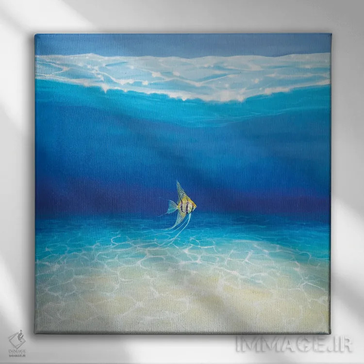 تابلو فرشتهای که به دریا میگریزد اثر گیل بوستامانته - نمای روبهرو روی دیوار