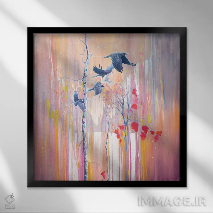 تابلو پویش کلاغها اثر گیل بوستامانته - نمای قابدار مشکی