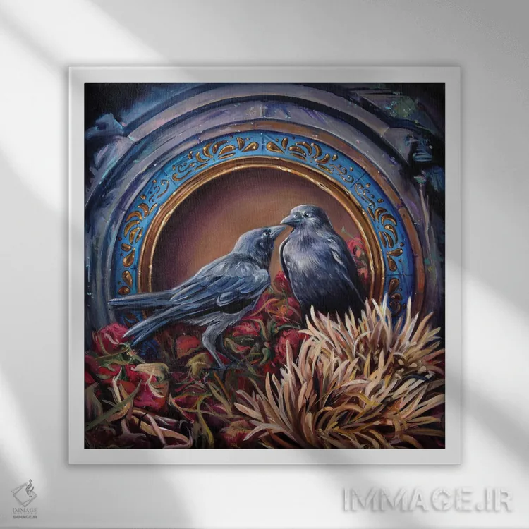 تابلو بوسه اثر گیگی چن - نمای قابدار سفید