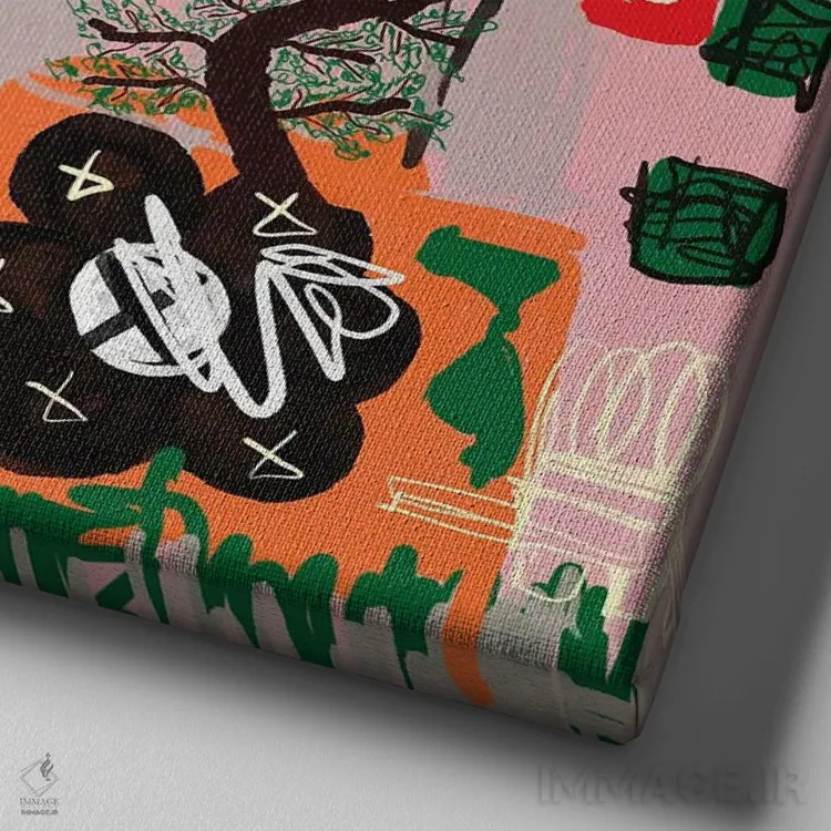 تابلو بونسای متولد دوباره اثر گابریل کوزارلی - نمای نزدیک بافت بوم