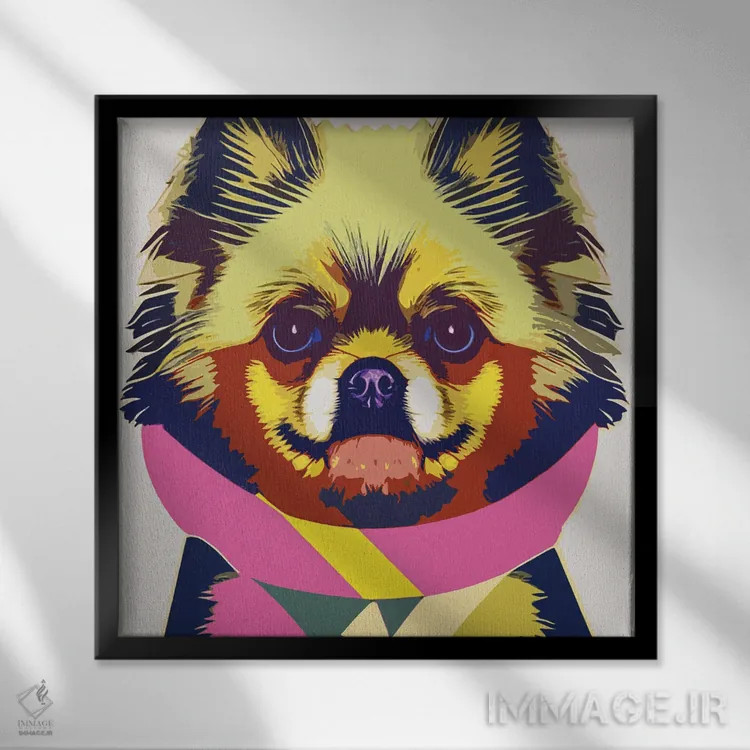 تابلو پامرانیان (نژاد سگ) اثر گابریل کوزارلی - نمای قابدار مشکی