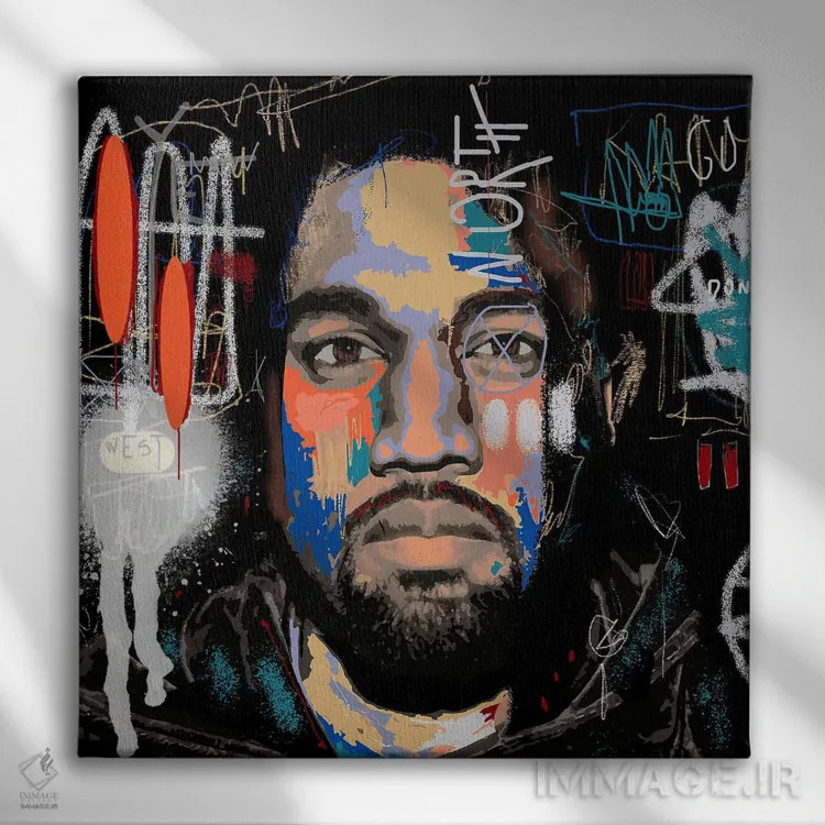 تابلو یه (کانیه وست؛ نام هنری) اثر گابریل کوزارلی - نمای روبهرو روی دیوار