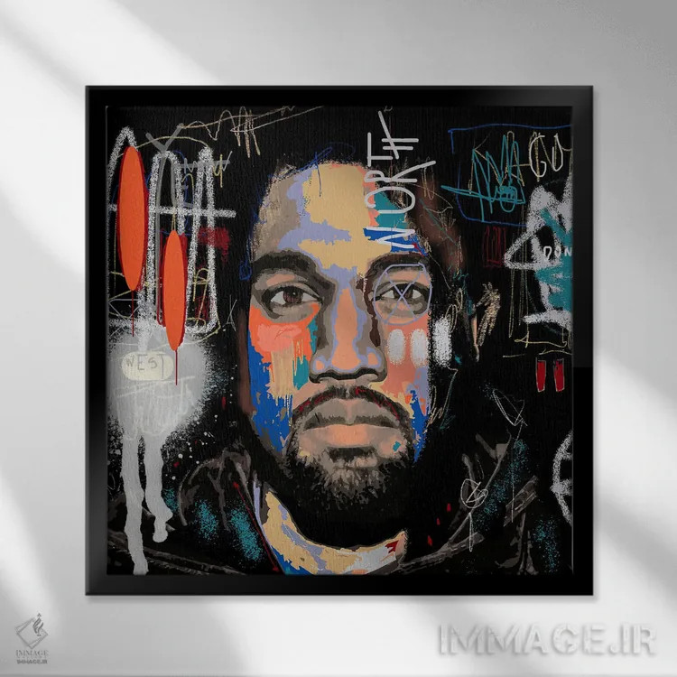 تابلو یه (کانیه وست؛ نام هنری) اثر گابریل کوزارلی - نمای قابدار مشکی