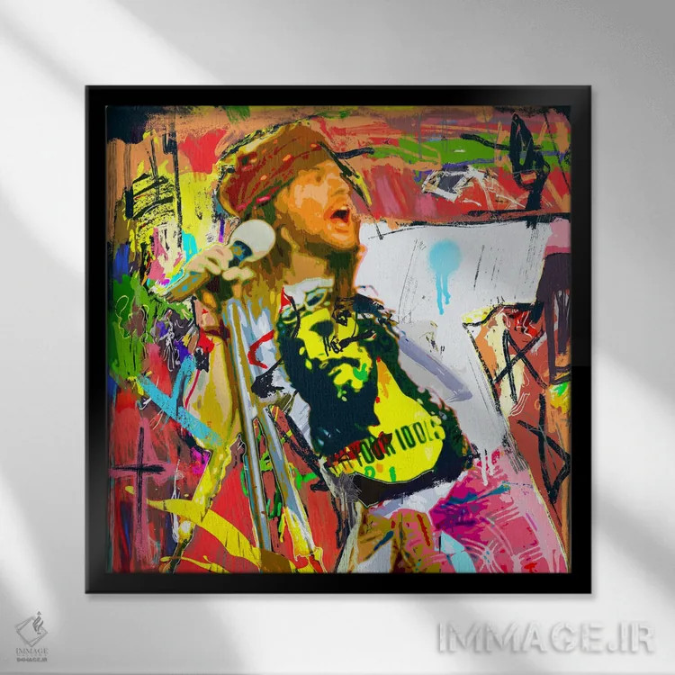 تابلو اکسل رز (خواننده راک) اثر گابریل کوزارلی - نمای قابدار مشکی