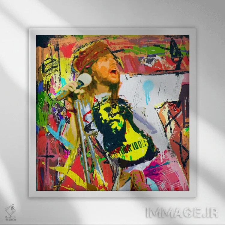 تابلو اکسل رز (خواننده راک) اثر گابریل کوزارلی - نمای قابدار سفید