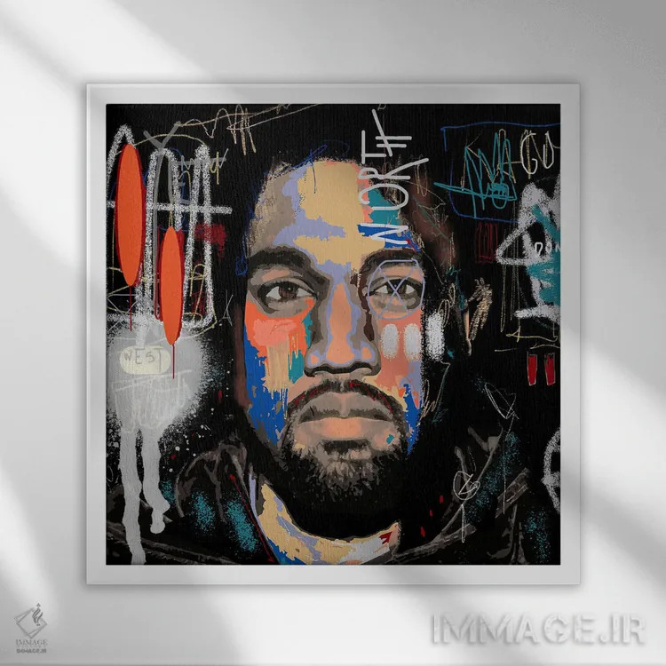 تابلو یه (کانیه وست؛ نام هنری) اثر گابریل کوزارلی - نمای قابدار سفید