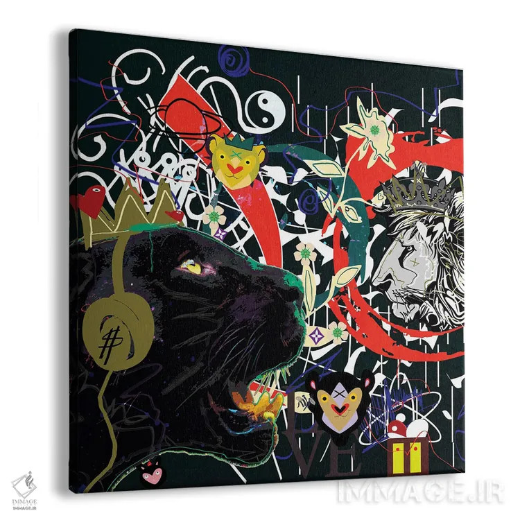 تابلو جگوار سیاه اثر گابریل کوزارلی - نمای پرسپکتیو محصول