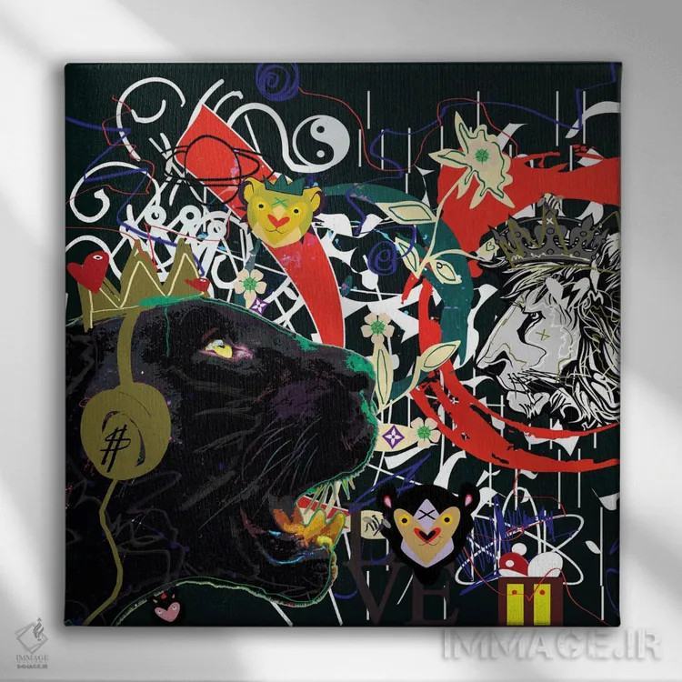 تابلو جگوار سیاه اثر گابریل کوزارلی - نمای روبهرو روی دیوار