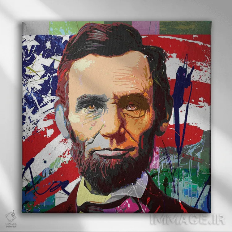 تابلو لینکلن (رئیس جمهور سابق آمریکا) اثر گابریل کوزارلی - نمای روبهرو روی دیوار