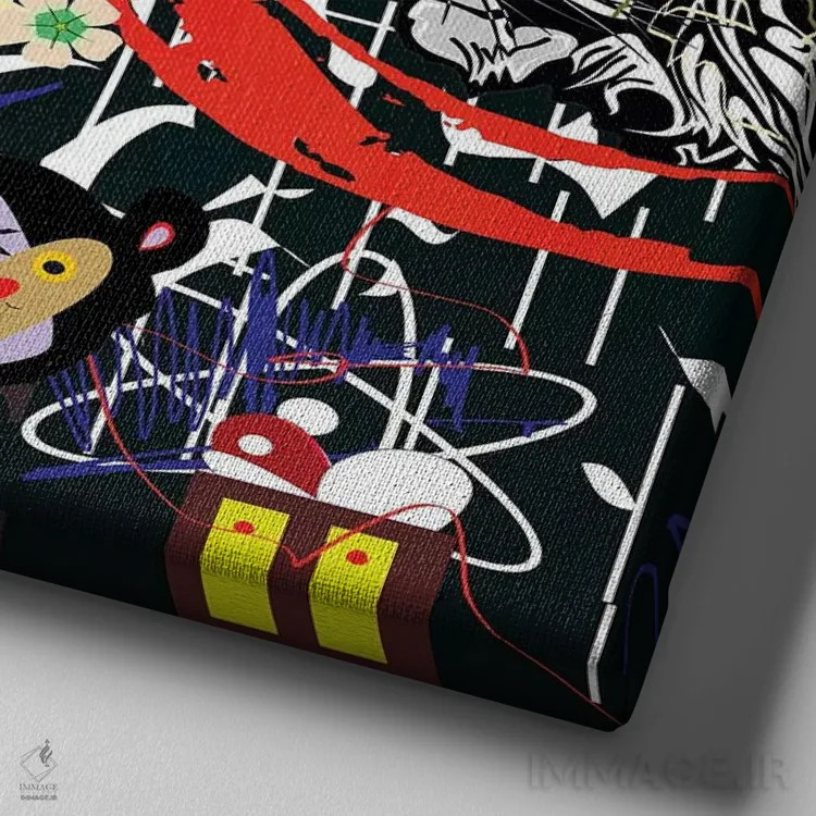 تابلو جگوار سیاه اثر گابریل کوزارلی - نمای نزدیک بافت بوم