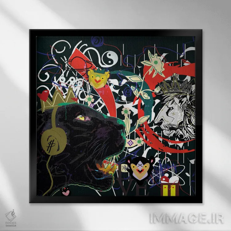 تابلو جگوار سیاه اثر گابریل کوزارلی - نمای قابدار مشکی