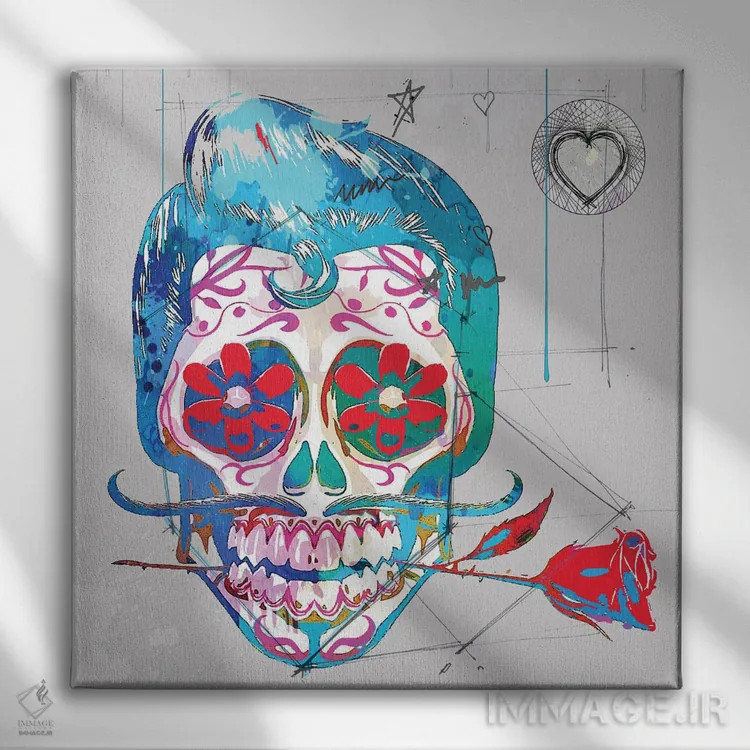 تابلو جمجمهٔ رز اثر گابریل کوزارلی - نمای روبهرو روی دیوار