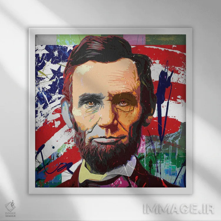 تابلو لینکلن (رئیس جمهور سابق آمریکا) اثر گابریل کوزارلی - نمای قابدار سفید