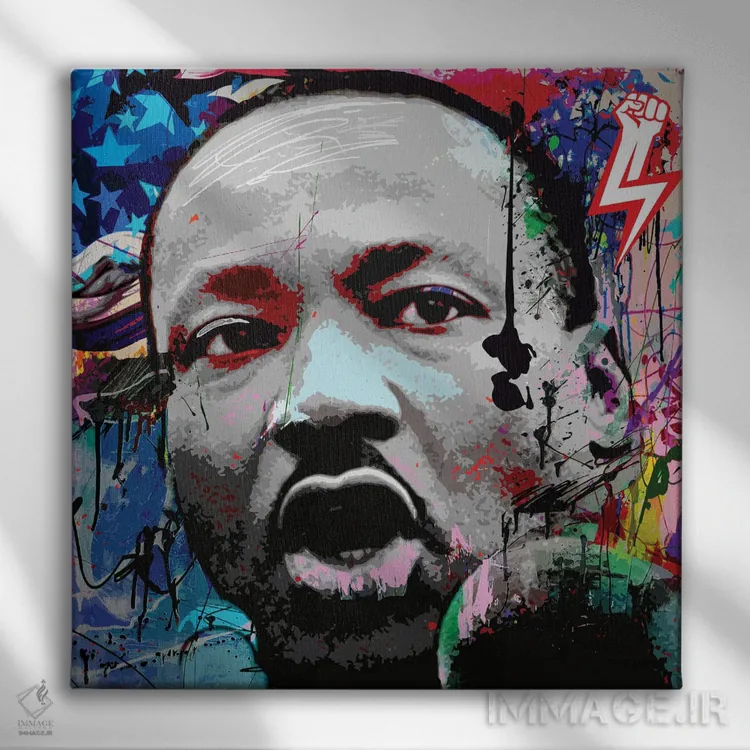 تابلو مارتین لوتر کینگ (فعال حقوق بشر) اثر گابریل کوزارلی - نمای روبهرو روی دیوار