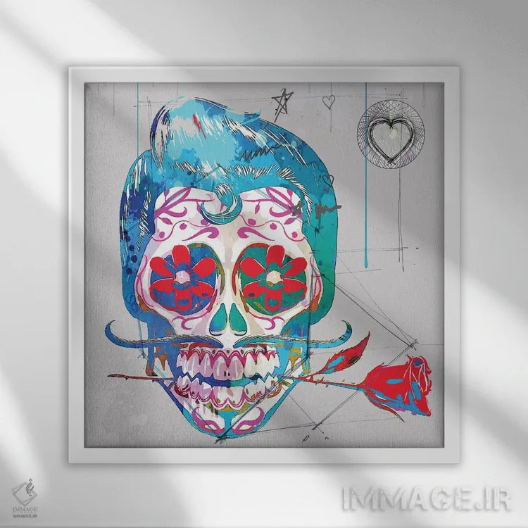 تابلو جمجمهٔ رز اثر گابریل کوزارلی - نمای قابدار سفید