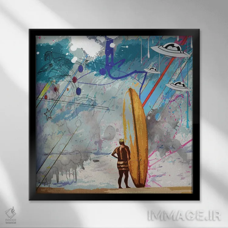 تابلو موجسواران اثر گابریل کوزارلی - نمای قابدار مشکی