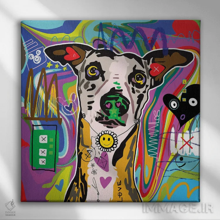 تابلو سگ گریهوند (نژاد سگ) اثر گابریل کوزارلی - نمای روبهرو روی دیوار