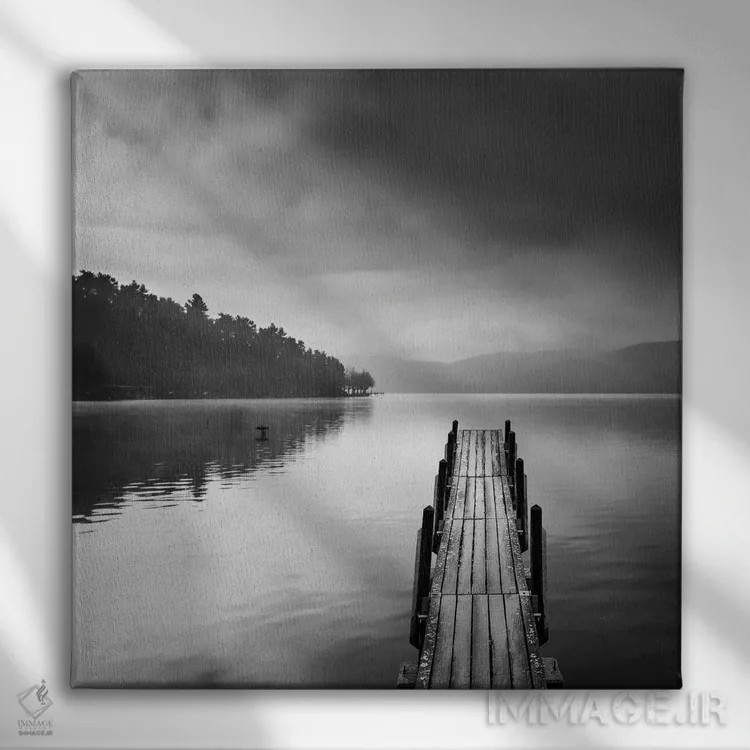 تابلو نمای دریاچه با اسکله ۲ اثر جورج دیگالاکیس - نمای روبهرو روی دیوار