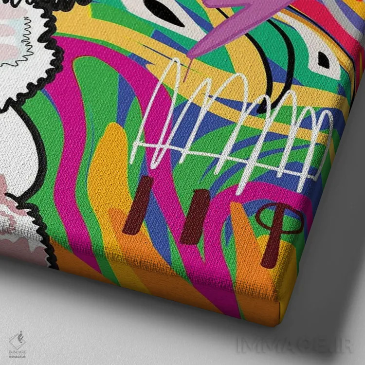 تابلو پودل ایکس (نژاد سگ) اثر گابریل کوزارلی - نمای نزدیک بافت بوم