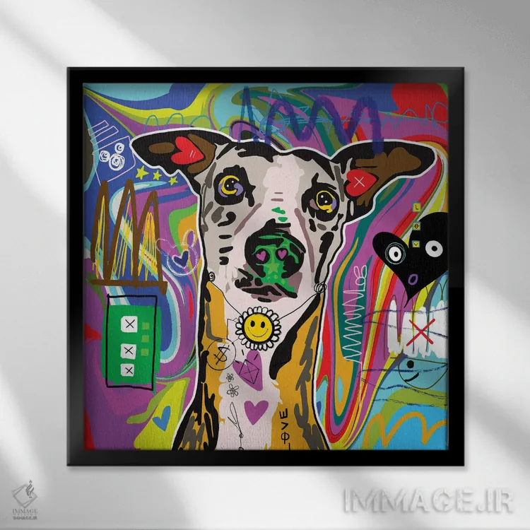 تابلو سگ گریهوند (نژاد سگ) اثر گابریل کوزارلی - نمای قابدار مشکی