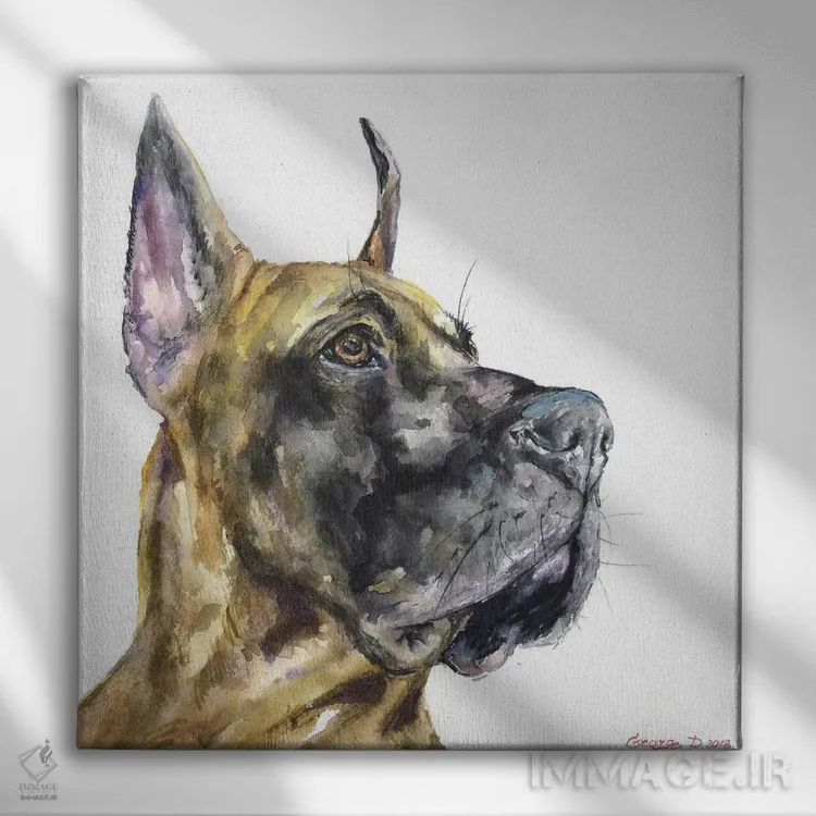 تابلو گریت باور (نژاد سگ) اثر جورج دیاچنکو - نمای روبهرو روی دیوار
