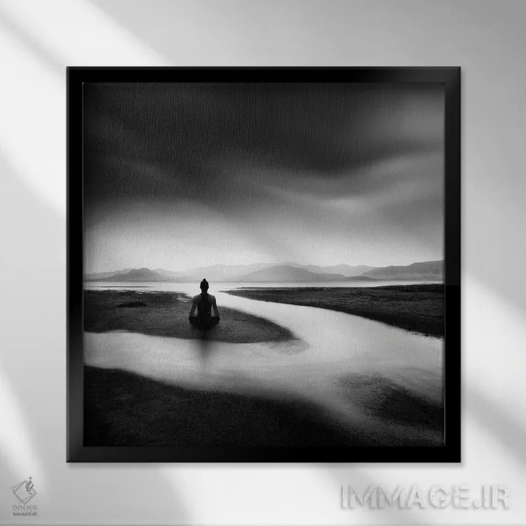 تابلو جویبار ذن اثر جورج دیگالاکیس - نمای قابدار مشکی