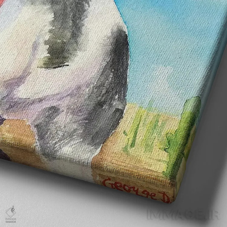 تابلو غرب وحشی اثر جورج دیاچنکو - نمای نزدیک بافت بوم