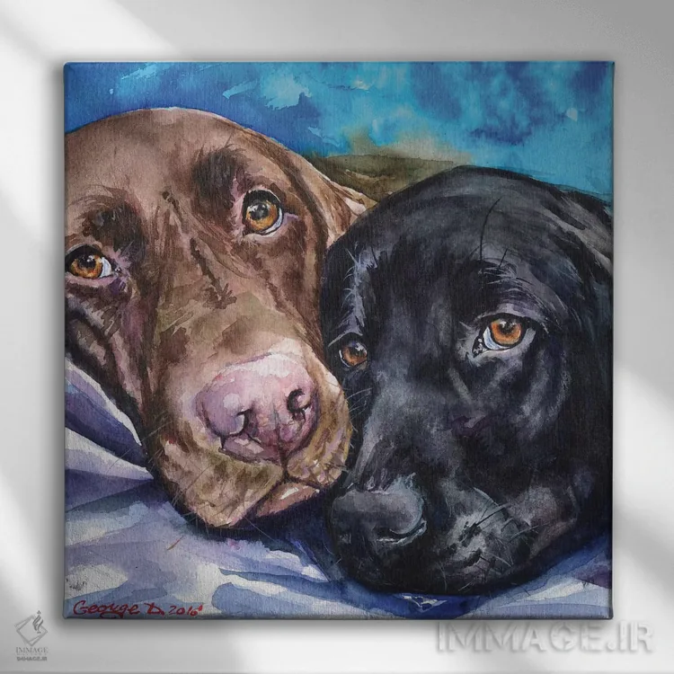 تابلو لابرادورها (جمع نژاد سگ لابرادور) اثر جورج دیاچنکو - نمای روبهرو روی دیوار