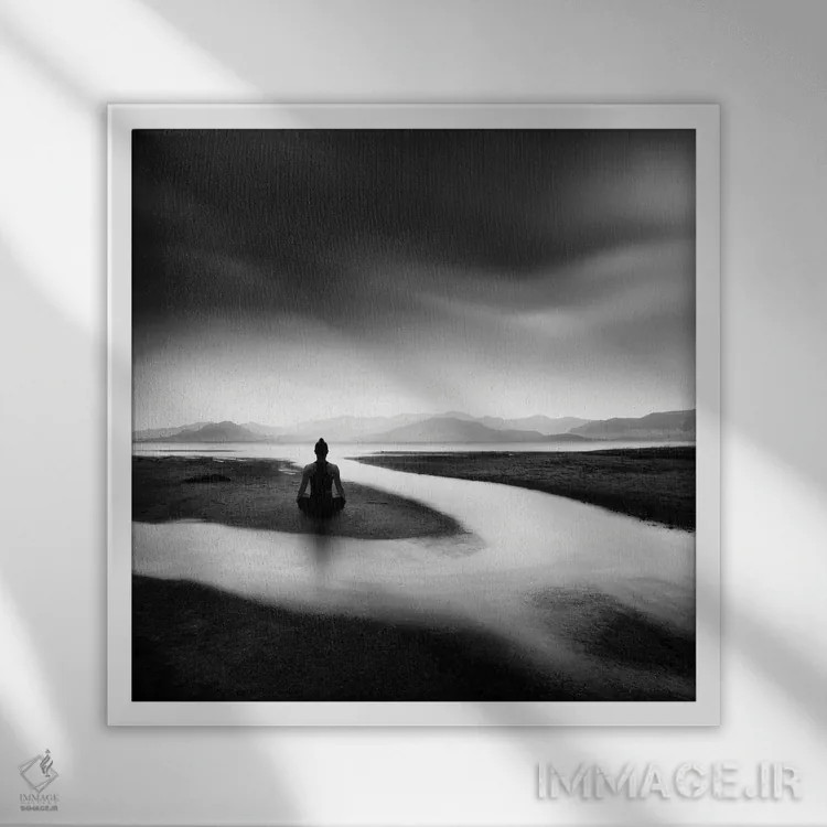 تابلو جویبار ذن اثر جورج دیگالاکیس - نمای قابدار سفید