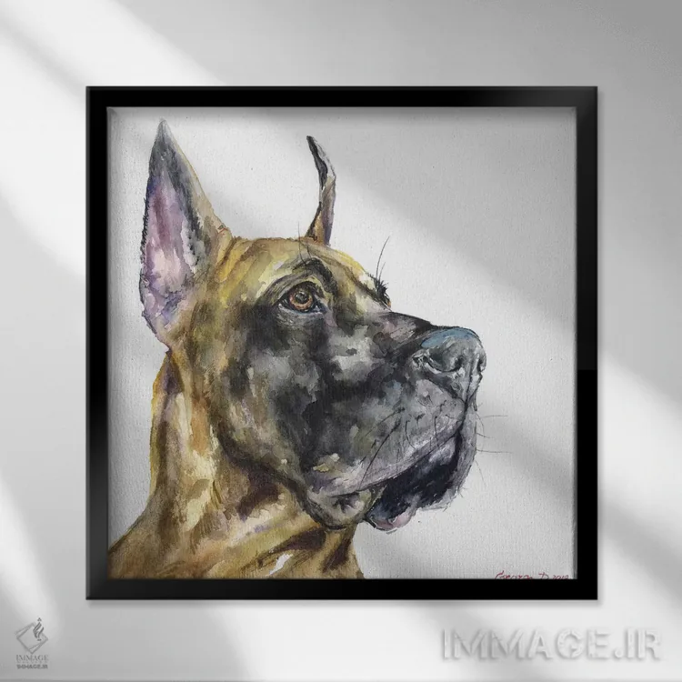 تابلو گریت باور (نژاد سگ) اثر جورج دیاچنکو - نمای قابدار مشکی